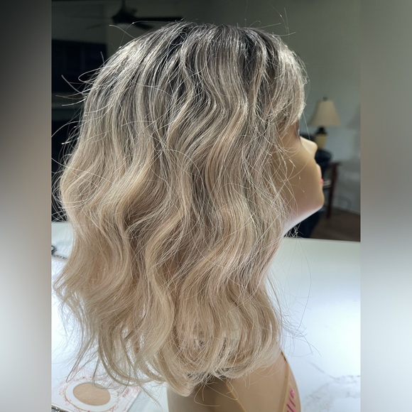 HAIR, 12” long, with bangs, crimped/wavy, dark gray to blonde ends - Picture 6 of 9